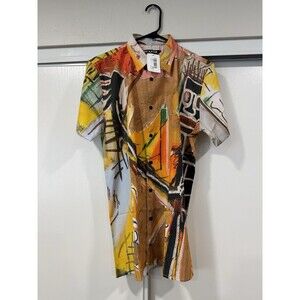 Jean Michel Basquiat Shirt Men Med Reason Abstract Art Design Button Up Graphic